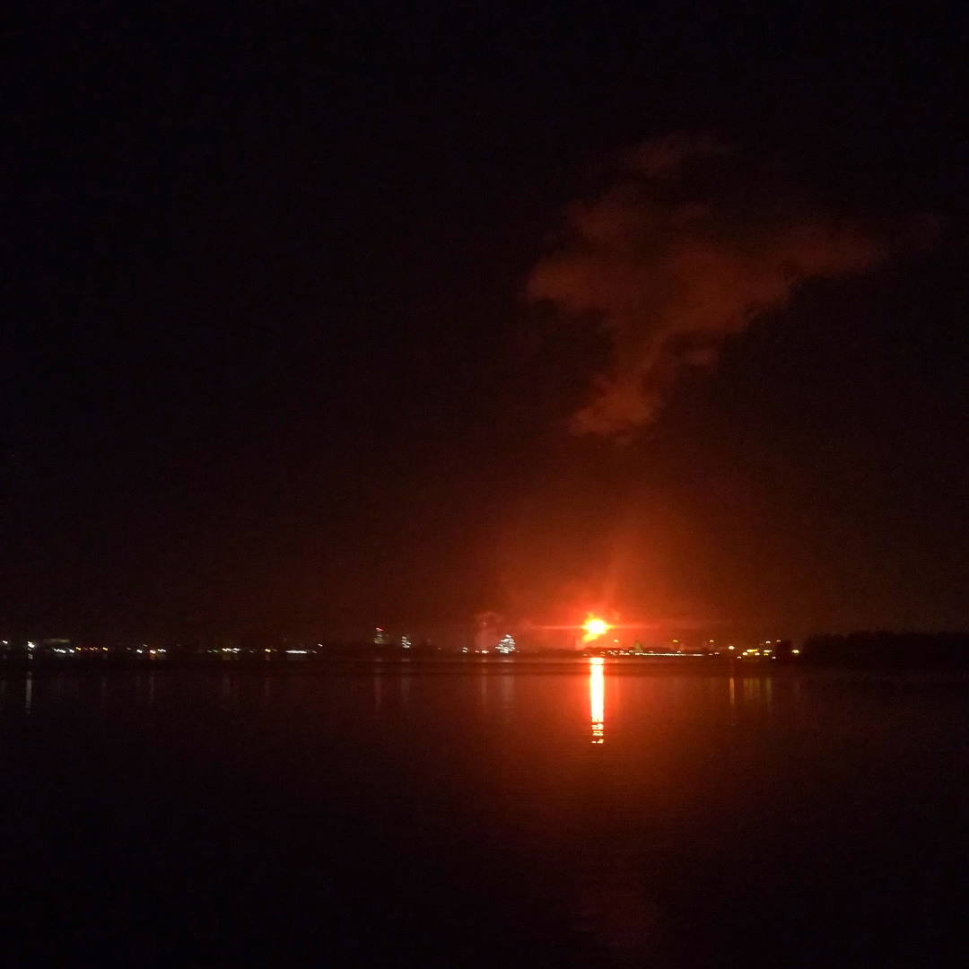 View of a burning fire from Yishun Dam.